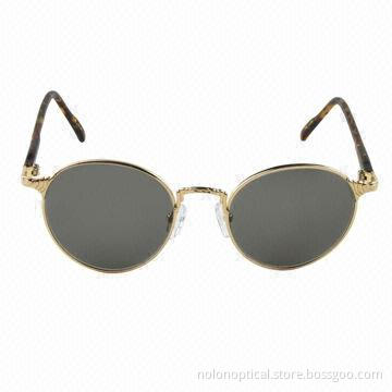 Round shape golden metal sunglasses